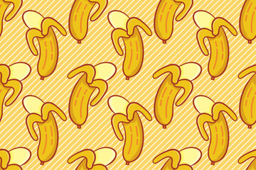 Fototapeta premium banana fruit seamless pattern vector illustration 