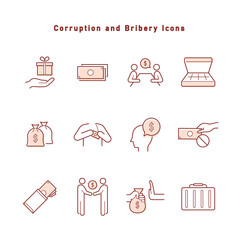 汚職・賄賂・政治献金に関するアイコンのセット