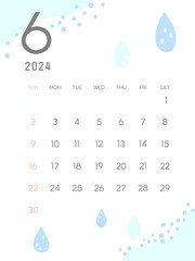 2024年6月のカレンダー - obrazy, fototapety, plakaty