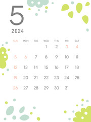 2024年5月のカレンダー - obrazy, fototapety, plakaty