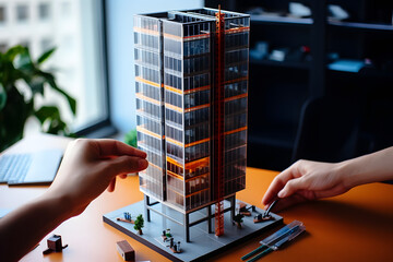 Modern building skyscraper model on the office table