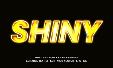 Shiny editable text effect template, neon light futuristic yellow glossy style typeface, premium vector