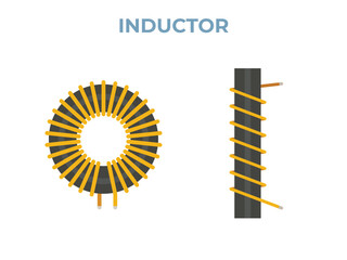 Toroidal Coil Inductor. electrical coil vector illustration - obrazy, fototapety, plakaty