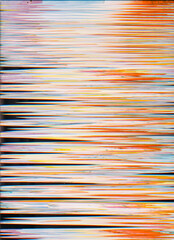 Color glitch background. Noise texture. Digital artifacts. Orange blue purple gradient static defect art abstract illustration copy space wallpaper.