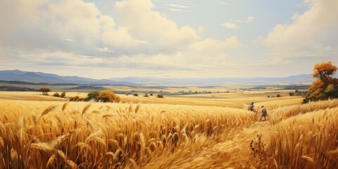 Golden Harvest Fields Panorama