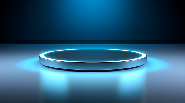 A Circular base platform in the style of minimalist technology style
