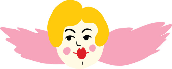 Retro cartoon comic angel. Had drawn illustration in doodle style