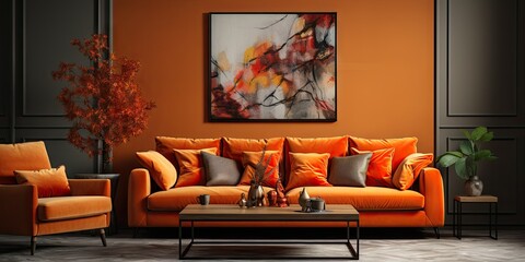 Minimalist Persimmon Living Room