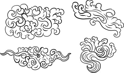 cloud tattoo,chinese cloud.Traditional Japanese culture for tattoo and printing on white background.