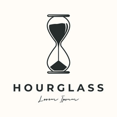 hourglass luxury vintage logo vector minimalist illustration design, sand glass timer logo design