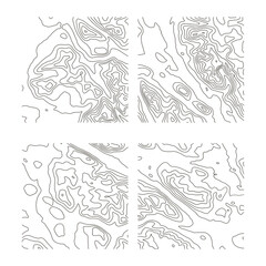 Hand Drawn Square Topography Pattern. Isolated on White Background. Vector Illustration