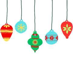 set of christmas balls, colorful christmas element line art doodle-christmas ball