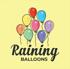 rainning balloons vector illustration