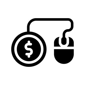 cost per click glyph icon illustration vector graphic. Simple element illustration vector graphic, suitable for app, websites, and presentations isolated on white background