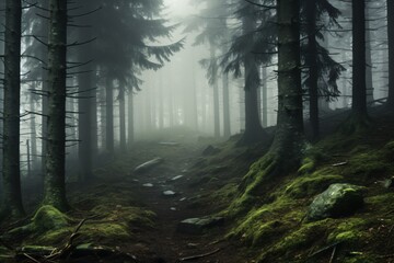 Fototapeta premium misty morning in the woods