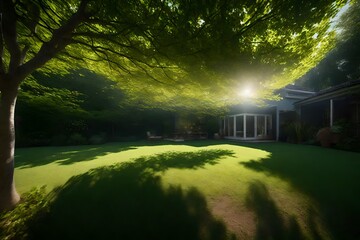 A command that suggests ways to create shade and shelter in a sunny home lawn. - obrazy, fototapety, plakaty