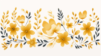 Fototapeta na wymiar flat Vector illustration Florals ornament golden color Seamlessly pattern, simple, minimalist