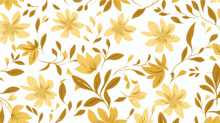 flat Vector illustration Florals ornament golden color Seamlessly pattern, simple, minimalist