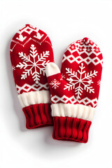 A pair of mittens with a snowflake pattern