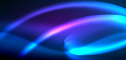 Dynamic waves in ethereal glow of neon lights. Concept merges fluidity of motion with vibrant allure of neon, crafting entrancing backdrop that embodies both vitality and futuristic sophistication