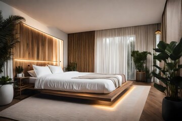 calming and serene bedroom with a spa-like atmosphere.