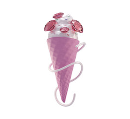 Ice cream isolated transparent background illustration of summer Ice cream cartoon low poly 3d