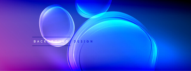 Vector abstract background - liquid transparent bubble shapes on fluid gradient with shadows and light effects