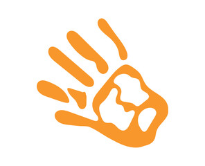 Obraz premium handprint paint color yellow