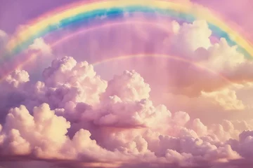 Rolgordijnen Half Dome rainbow in the sky