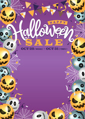 Halloween sale poster template illustration with balloon motif (A4 size portrait)