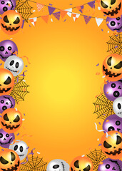 Halloween poster template illustration with balloon motif (A4 size portrait) | no text