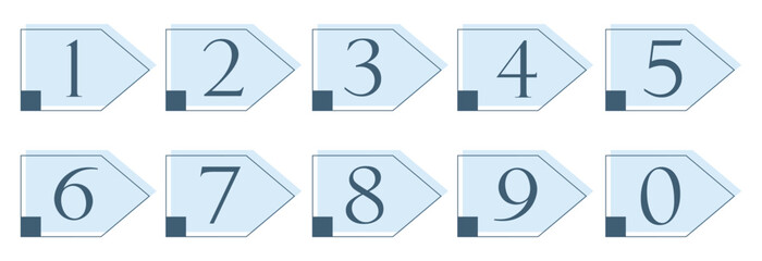 Blue Numbers Arrow Flags Icon Vector Numbering Info Markers 1-10
