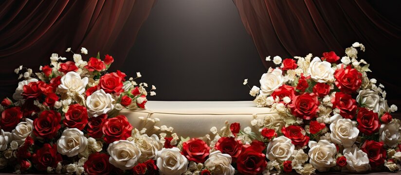 Elegant decor featuring red and white roses