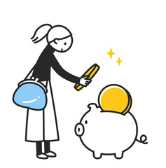 貯金する女性