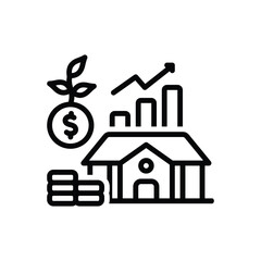 Black line icon for investment 