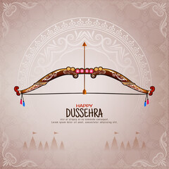 Beautiful Happy Dussehra hindu festival greeting card design