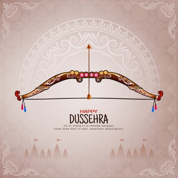 Beautiful Happy Dussehra hindu festival greeting card design