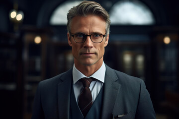 Fototapeta premium Portrait of handsome and romantic businessman