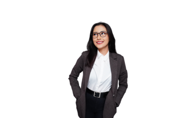 Young Asian Businesswoman Smiling Confidently Isolated Background
