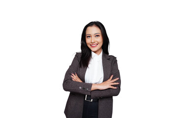 Young Asian Businesswoman Smiling Confidently Isolated Background