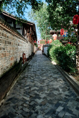 Fototapeta na wymiar An alley in the ancient city of Langzhong, Sichuan, China