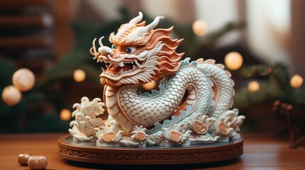 Fototapeta premium Chinese new year 2024, Golden dragon