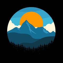 Free vector blue sky mountain landscape background