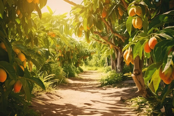 Trail in mango trees garden