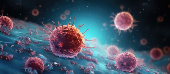 Cancer treatment in a human body caused by carcinogens and genetics using immunotherapy and  - obrazy, fototapety, plakaty