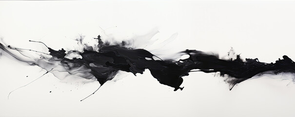 Chinese ink painting black and white abstract background, copy space, calm and elegant, zen, Asian calligraphy wallpaper.	