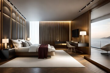 Fototapeta na wymiar Luxury bedroom with modern design and elegance.AI generated
