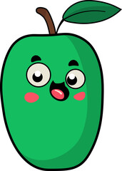 Long green apples have buds with a beak with green leaves