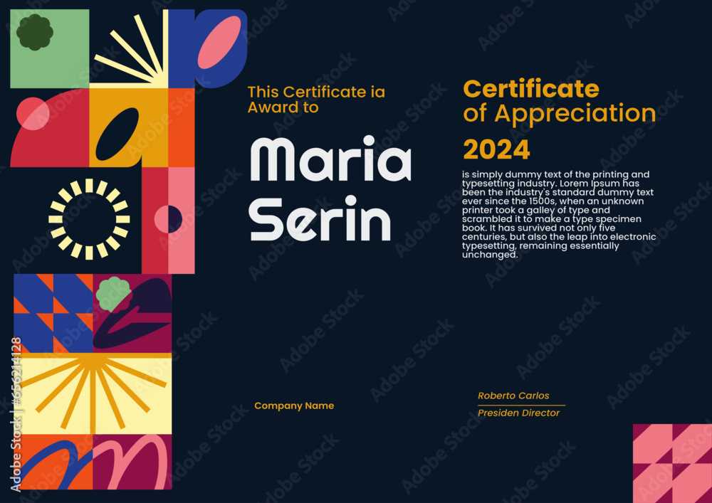 Sticker modern certificate design template