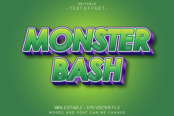Monster bash editable text effect 3 d emboss style Design
